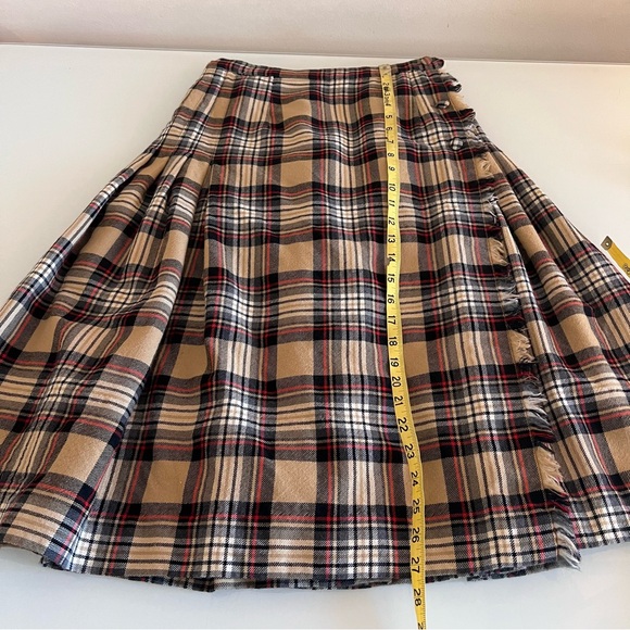 ALJEAN Vintage Pure Virgin Wool Tartan Plaid Midi Skirt - Picture 9 of 11